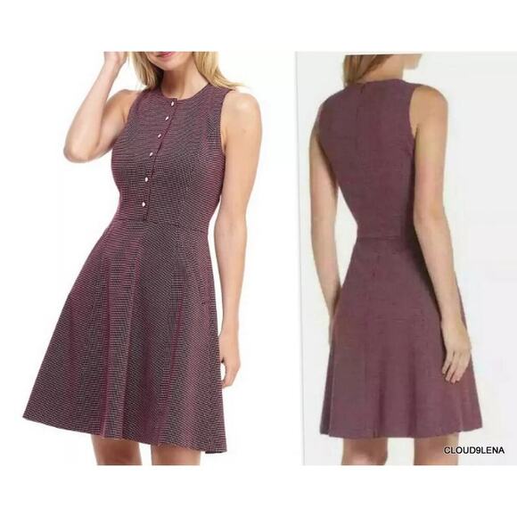 GAL MEETS GLAM Collection Meg Jacquard Dot Dress Wine Red Fit Flare Size 8 Retro - Picture 9 of 9